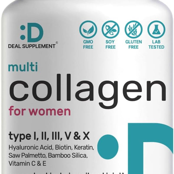 MULTI COLAGENO COMPLEX DEAL 2000 MG CON ACIDO HIALURONICO 50 MG Y VITAMINA C 75 MG 300 CAPSULAS SIN GMO