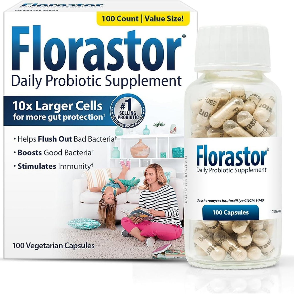 SACCHAROMYCES BOULARDI PROBIOTICOS  500 MG 100 CAPSULAS SIN GMO VEGANO FLORASTOR