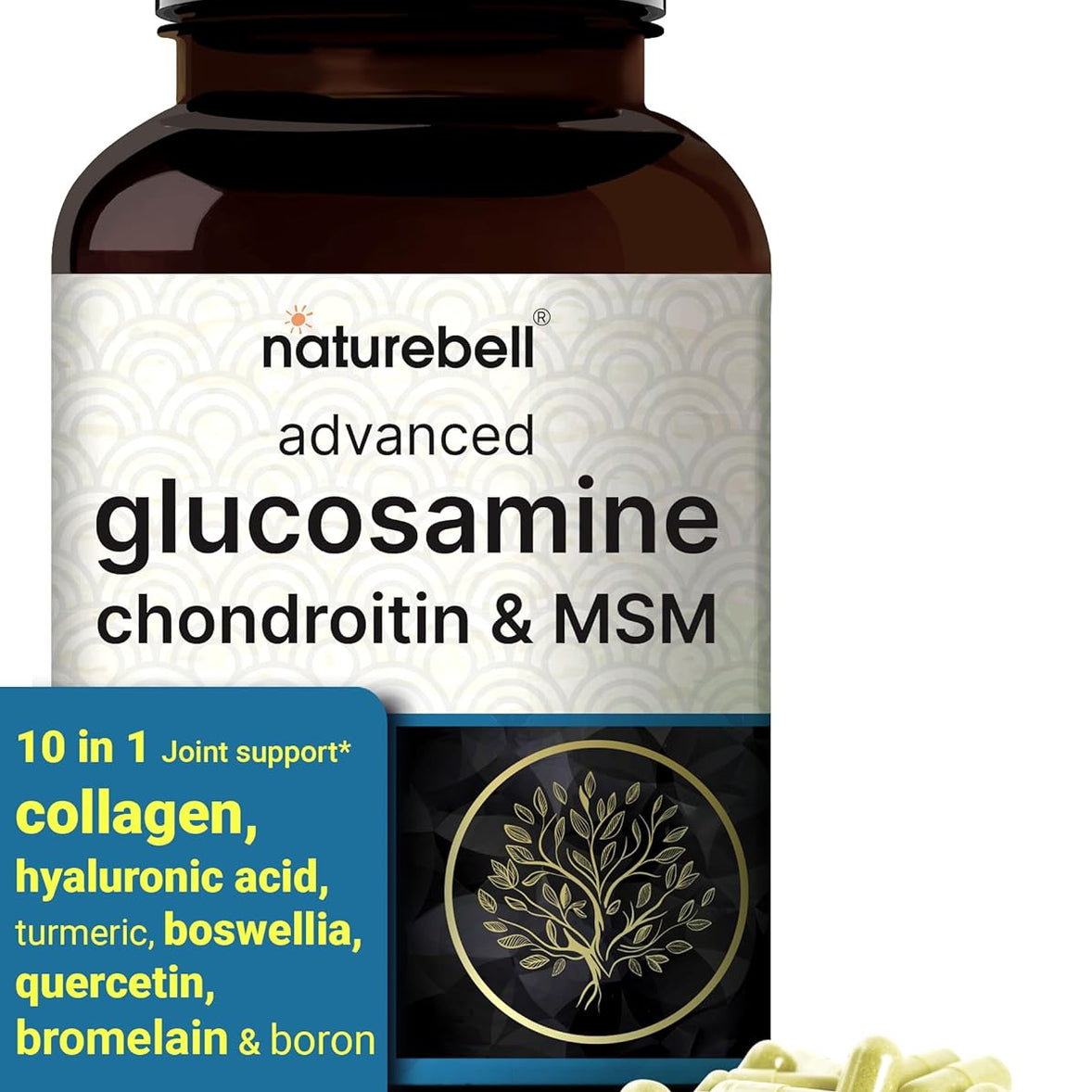 GLUCOSAMINA 1500 MG 10 EN 1 NATUREBELL 240 CAPSULAS NO GMO