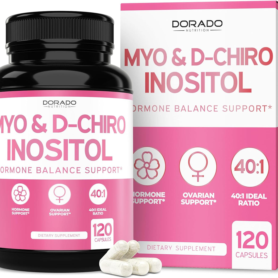 MYO DCHIRO INOSITOL 40:1 2050 MG 120 CAPSULAS VEGANO NO GMO DORADO NUTRITION