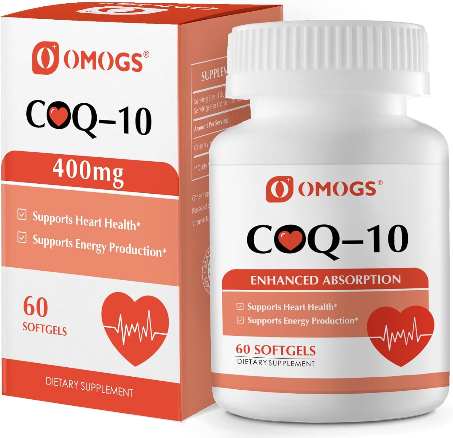 COENZIMA Q10 400 MG 60 CÁPSULAS BLANDAS VEGANO NO GMO OMOGS